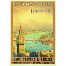 Paris To London Via Southampton Havre French Advertising Poster Postcard