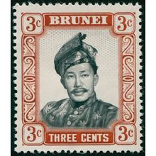 Brunei 1970 3c black & lake-brown Glazed paper SG120a MNH
