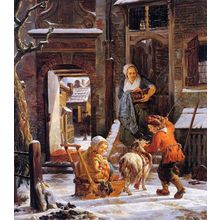 Strijvan Jacob Winter_City_View_with_Children Poster Canvas Movie Film Print A0