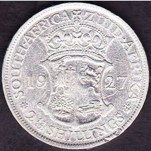 1927 South Africa 1 Half Crown (2 & Half Shillings) Silver Coin