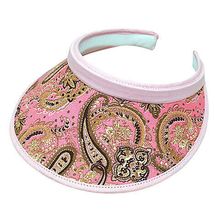 Visor Caps: Canvas Paisley Print Clip-on w/ Moisture Wicking Sweatban - HT-41...