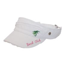 Visor - Cotton Will W/Frayed Design and Embroidery Pam Tree - White Color - H...