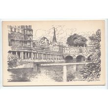 Pulteney Bridge and Colonnade Bath Sketch Postcard