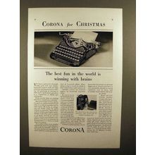 1929 Corona Typewriter Ad - Winning With Brains!