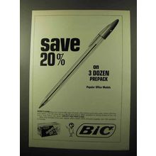 1970 Bic Pens Ad - Save 20% on 3 Dozen Prepack