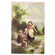 THE BIRD'S NEST. unused antique postcard by B.B. =