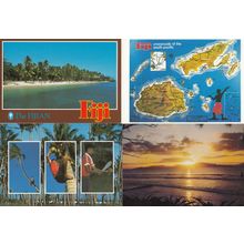 Fiji Sunset Map Children 4x Fijian Postcard s