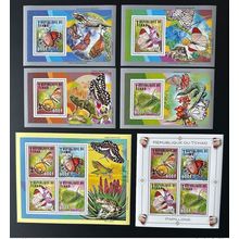 Tchad 2012 Mi. 2571 - 2574 Bl. 457 - 460 Papillons Butterflies Insects faune