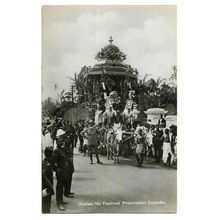 Postcard Ceylon Sri Lanka Colombo Indian Vel festival decorated vehicle