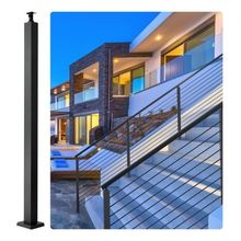 Cable Railing Post, 36" x 2" x 2" Steel Level Deck Railing Post Without Hole...