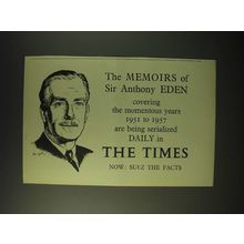 1960 The Times Newspaper Ad - The memoirs of Sir Anthony Eden