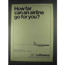 1967 Lufthansa Airlines Ad - How Far Can An Airline Go?