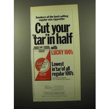 1975 Lucky 100's Cigarettes Ad - Cut Tar in Half