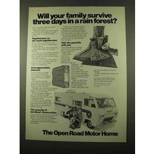 1975 Open Road Motor Home Ad - Survive Rain Forest