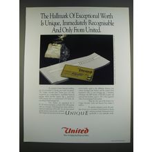1989 United Bank Ad - The hallmark of exceptional worth is unique