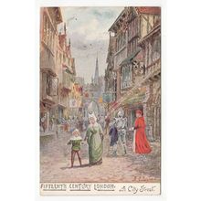 A City Street 15th Century London Art Postcard A C Payne Hildesheimer