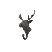 Pack Of 2] Cast Iron Moose Head Decorative Metal Wall Hooks 7""
