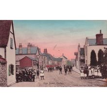 Groups Of Children at High Street Exning Pub Suffolk Old Postcard