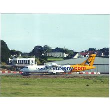 ATR-72 AIRCRAFT AURIGNY AT GUERNSEY AIRPORT CARD NO W 154