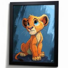 Lion Cub Colourful Art Print Nursery Wall Art Framed Animal Cute Lion Print Gift