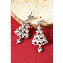 Silvery Diamond Christmas Tree Studded Dangle Earrings