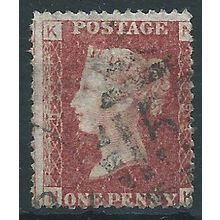 1858 SG43 1d Red Plate 193 Good/Fine Used Check Letters "MK"