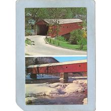 CT West Cornwall Covered Bridge Postcard Bridge Over Housatonic River 2 Vi~38