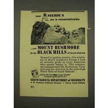 1956 South Dakota Tourism Ad - Mount Rushmore