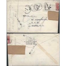 Canada Mufti Issue 1941 OPENED BY MISTAKE, RESEALED, RETURNED, Kelowna BC