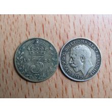 GB 1920 George V Silver Threepence 3d Coin