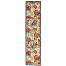 12' Runner Green And Ivory Floral Indoor Outdoor Runner Rug