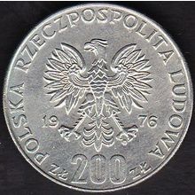 1976 Poland 200 Zlotych Silver Coin Olympics