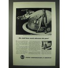 1947 RCA Globe Trotter Portable Radio Ad - Music