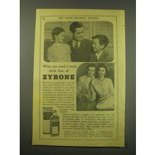 1953 Chattanooga Medicine Company Zyrone Ad - When you need a tonic