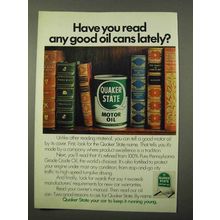 1972 Quaker State Motor Oil Ad - Ready Any Cans Lately