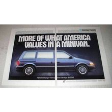 1992 2-page Plymouth Voyager Family Value Package Ad