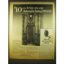 1937 Philco 116X DeLuxe Radio Advertisement - $10 down brings Automatic Tuning