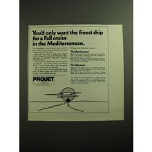 1970 Paquet Lines Ad - You'd only want the finest ship for a Fall cruise