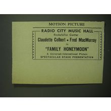 1949 Family Honeymoon Movie Ad - Radio City Music Hall