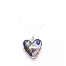 Paua Shell Heart Pendant on a Silver Plated Necklace 44 CM Ladies Jewellery