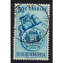 Venezuela Arms of Venezuela and Bolivar Statue 30 Black 1951 Canc SG#927 Sc#504