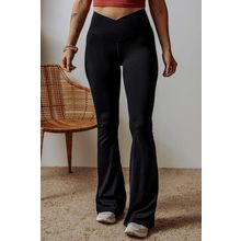 Black V Shape High Waist Flared Leggings
