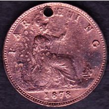 1878 Great Britain 1 Farthing Coin