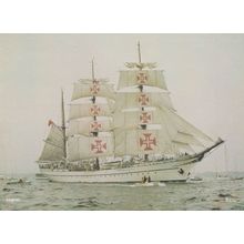 Sagres Portuguese Vintage Training Sailing Ship Red Cross Nurse Mast Postcard