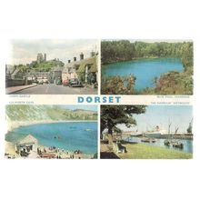 DORSET multiview used postcard 1972 postmark Corfe Castle, Weymouth harbour, =