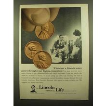 1965 Lincoln National Life Ad - Penny Through Fingers