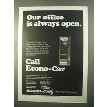 1970 Econo-Car Car Rental Ad - Office Always Open