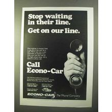 1970 Econo-Car Car Rental Ad - Stop Waiting in Line