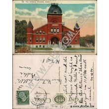 CT Norwalk Postcard The Armory Street Scene ct_box4~2289