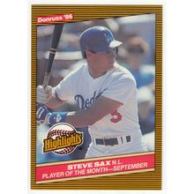 1986 Donruss Highlights baseball card 50 Steve Sax - Dodgers